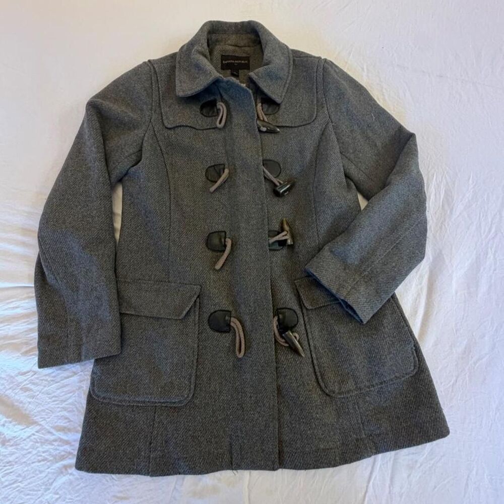 Banana Republic Gray Wool Blend Toggle Duffle Coat - Women's Small